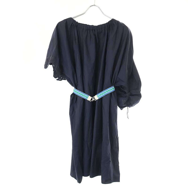 Fendi Asymmetrical Poplin Ribbon Dress Fd9648 A0my Navy 36