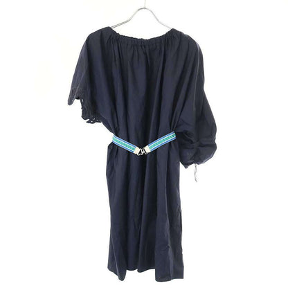 Fendi Asymmetrical Poplin Ribbon Dress Fd9648 A0my Navy 36