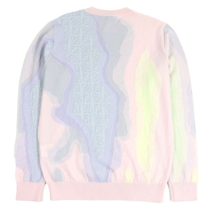 Fendi Fzx039 FF Logo Zucca Long Sleeve Knit Sweater Pinkish Multicolor 46 Made