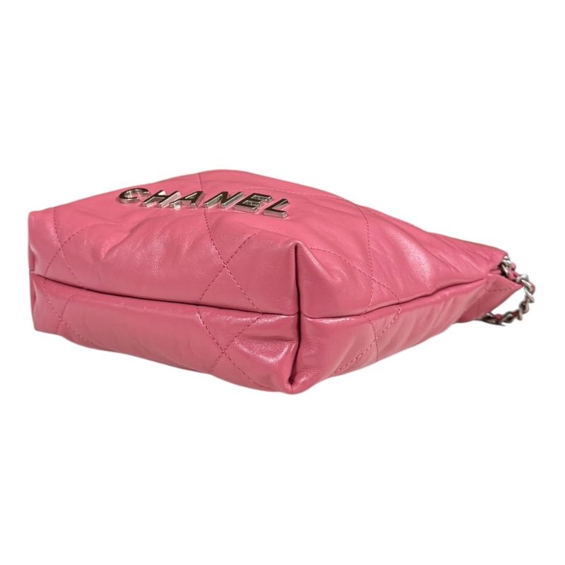 Chanel Mini Handbag Chanel 22 Shoulder Bag Leather As3980 Pink Ladies Chanel