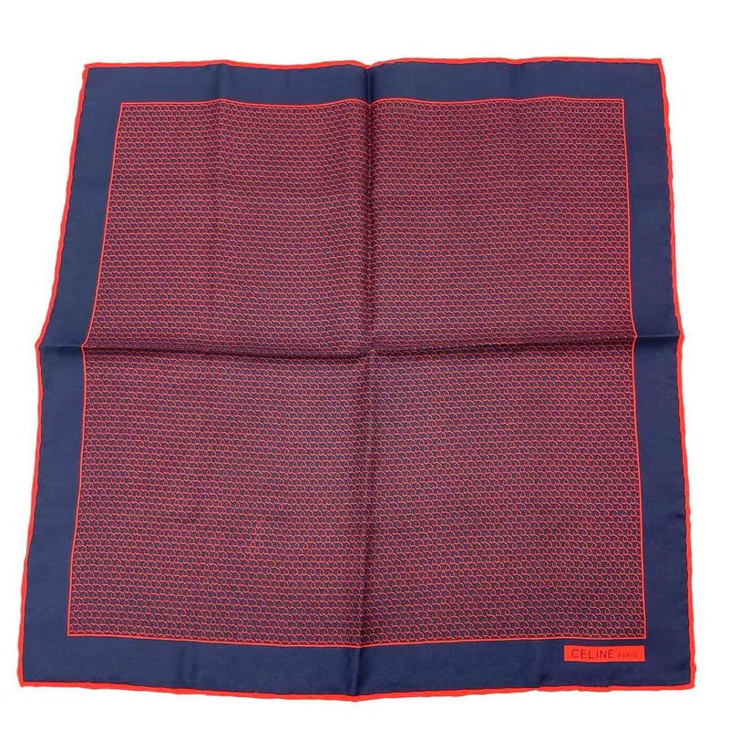 Celine Silk All Over Pattern Red Navy