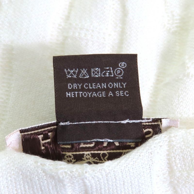 Hermes Cotton Cashmere Chaine D'ancre Pattern Large Shawl Scarf Off White Made