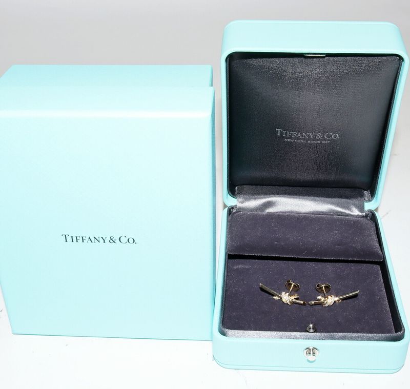 Tiffany & Co Earrings 18K Yellow Gold Diamonds Total 009ct Knot Earrings
