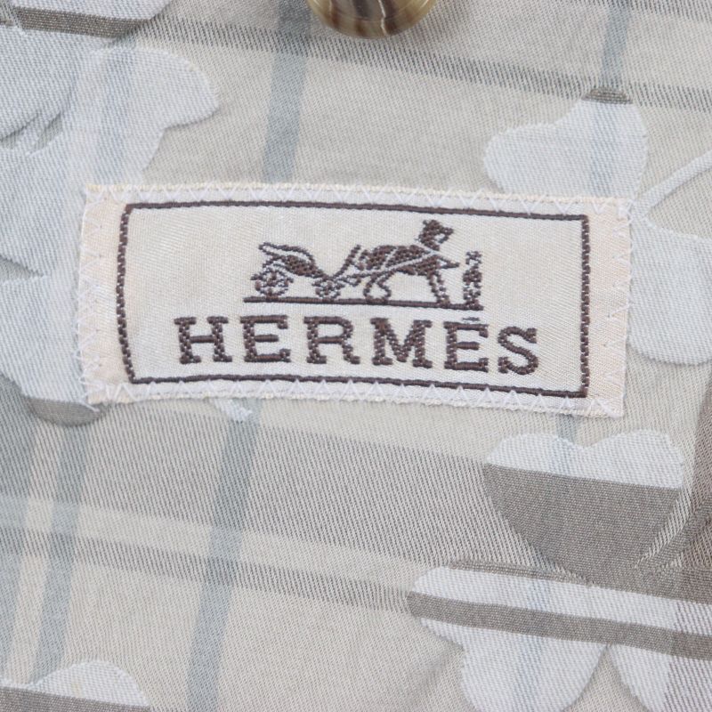  Hermes Clover Checked Single Cotton Jacket Ancon Tailored Jacket Beige 50