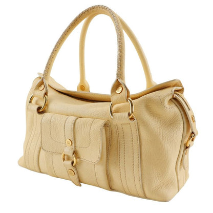 Celine Mini Boston Bag Triomphe Leather Off White Women Tote Bag