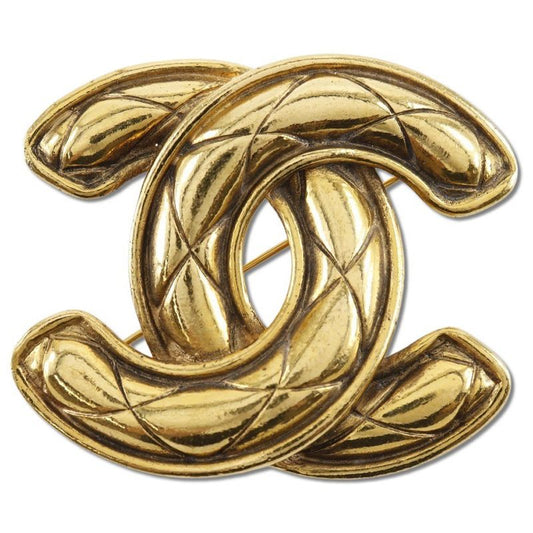 Chanel Coco Mark Matelasse Vintage Gold Plated Ladies 32.5g Brooch