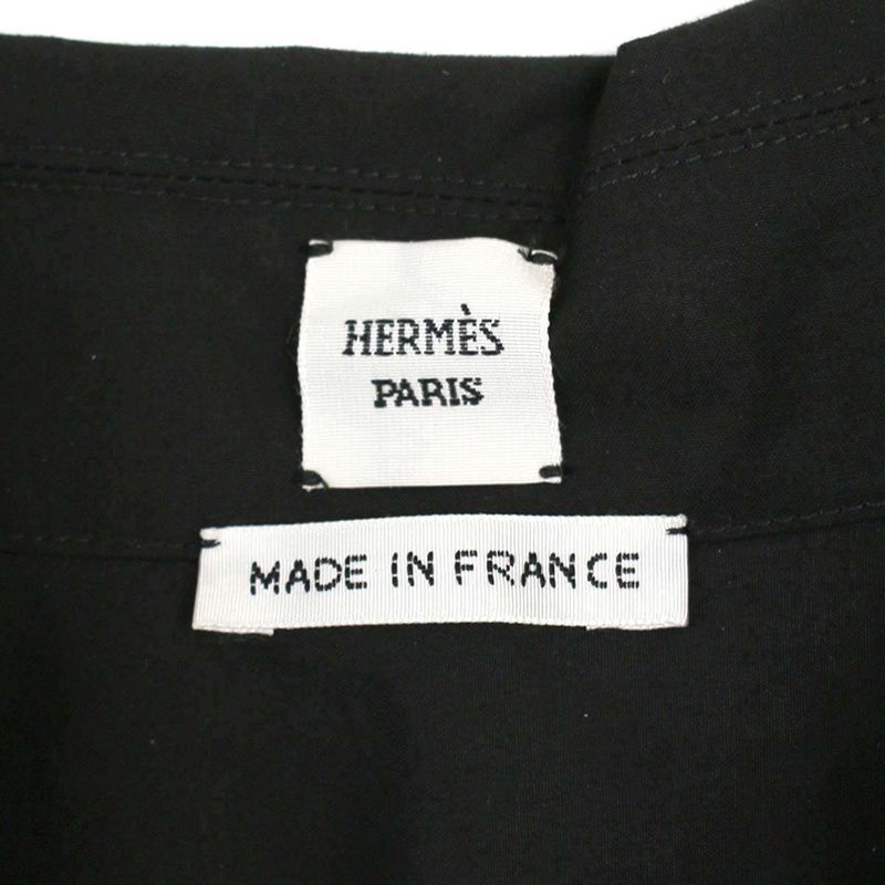 Hermes 23ss Sleeveless Cotton Shirt Dress 3e0565dt Black 42