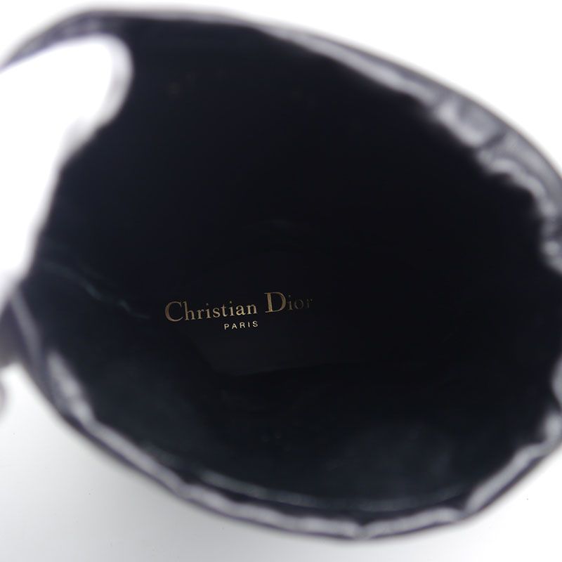 Dior Long Boots Cannage 37 Black Leather Lace Up