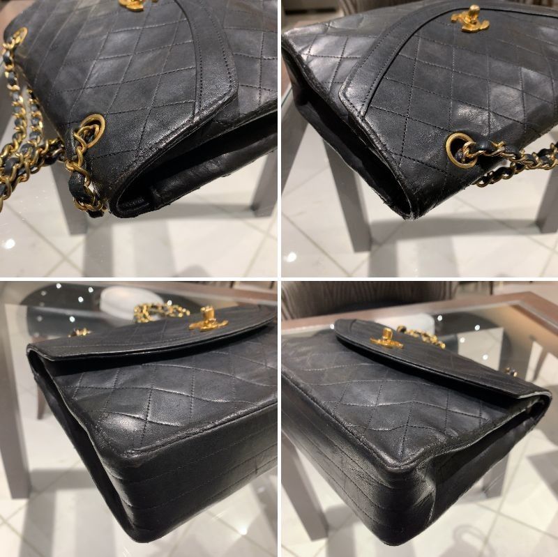 ◎ Authentic Chanel Half Moon Matelasse Chain Shoulder Bag Black Coco Mark