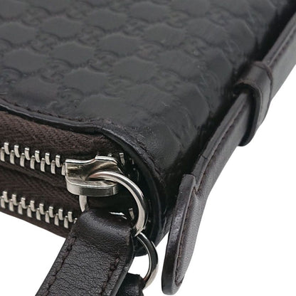 Gucci Micro Shimmer Clutch Bag Organizer Long Wallet Leather Dark Brown