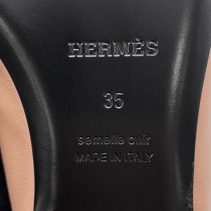 Hermes Ballet Shoes Cles Leather 35 Beige Perlino Gris Argent