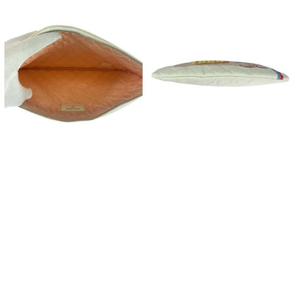 Chanel Coco Cuba Coco Mark White Multicolor Silver Hardware Canvas Clutch Bag