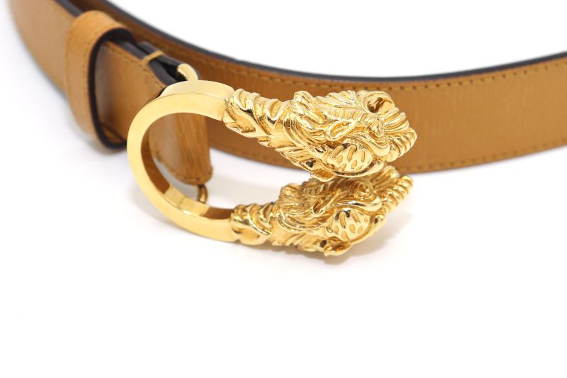 Gucci Double Taiga - Head Buckle Leather Belt 70 28 037 1766 1424 Beige Made In