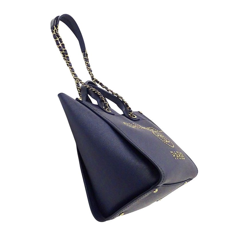 Chanel Bag Women's Brand Handbag Shoulder Bag 2way Caviar Skin Deauville Navy