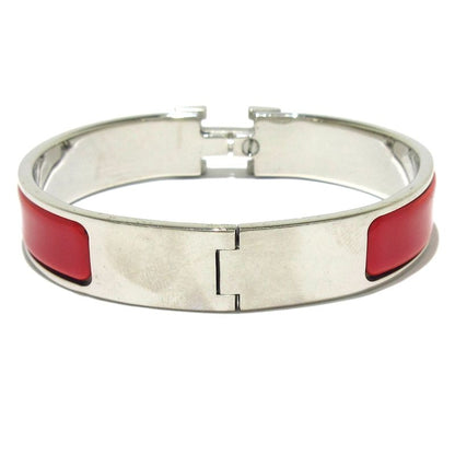 Hermes Bangle Click H Silver X Red