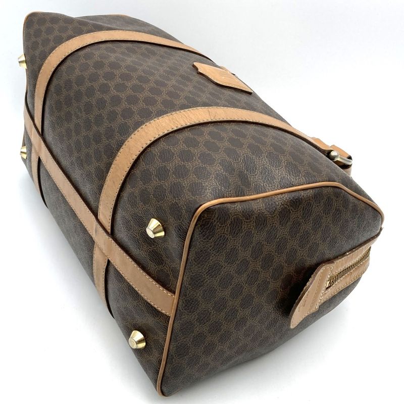 Celine M11 Mini Boston Bag Handbag Macadam PVC Beige Brown Ladies Men