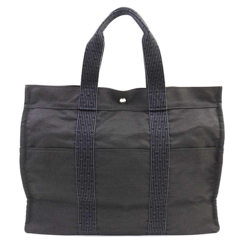 Hermes Yale Line GM Serie Button Canvas Large Shape Tote Bag Boston Bag Gray