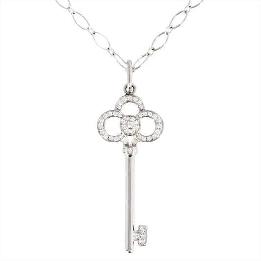 Tiffany & Co Tiffany & Co Crown Key Necklace Diamond 18K White Gold 64g White