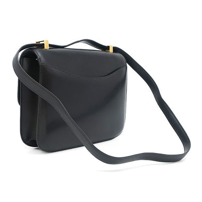 Hermes Shoulder Bag Constance 24 Box Calf Black Gold Hardware Black D Engraved