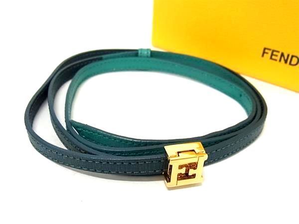 Fendi Leather Necklace Choker Accessory Women's Green Au7755