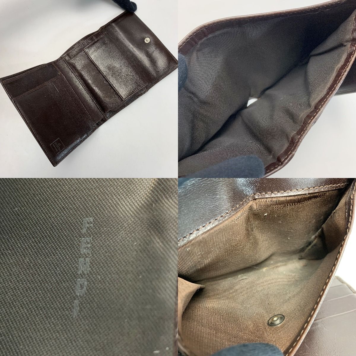 Fendi Zucca Jacquard Canvas Brown Trifold Wallet Men's Women's