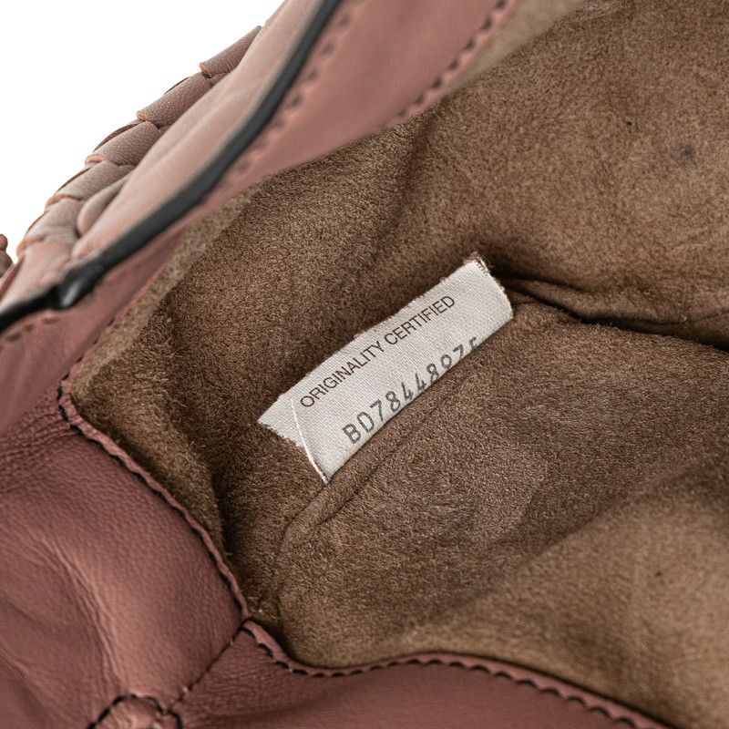 Bottega Veneta Intrecciato Crossbody Shoulder Bag Beige Pink Leather Women