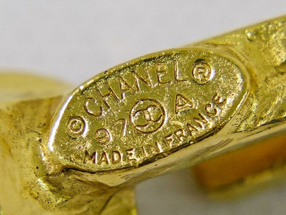 Authentic Chanel Coco Mark Necklace Pendant GP Gold Plated Brown Coco Mark