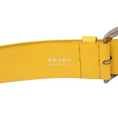 Prada Triangle Logo Plate Triangle Yellow Leather Saffiano Leather Women Prada