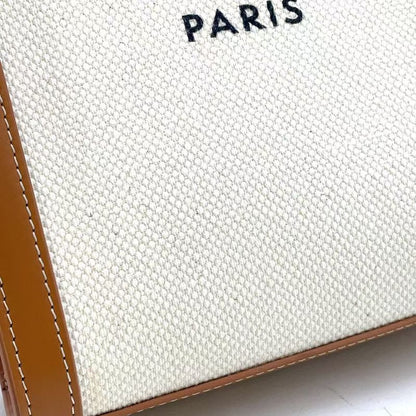 Celine Printed Canvas MINI Cabas Vertical Leather X Canvas Off White X Light