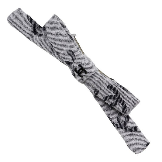 Chanel Coco Mark Ribbon Cotton Gray 22S Ladies Barrette