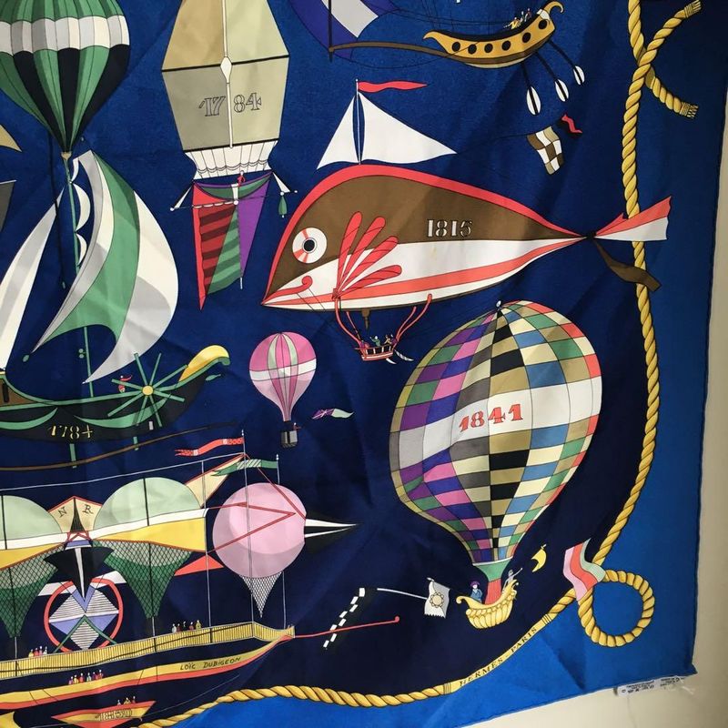 Hermes Carre Scarf Silk Sky Madness Balloon Shawl