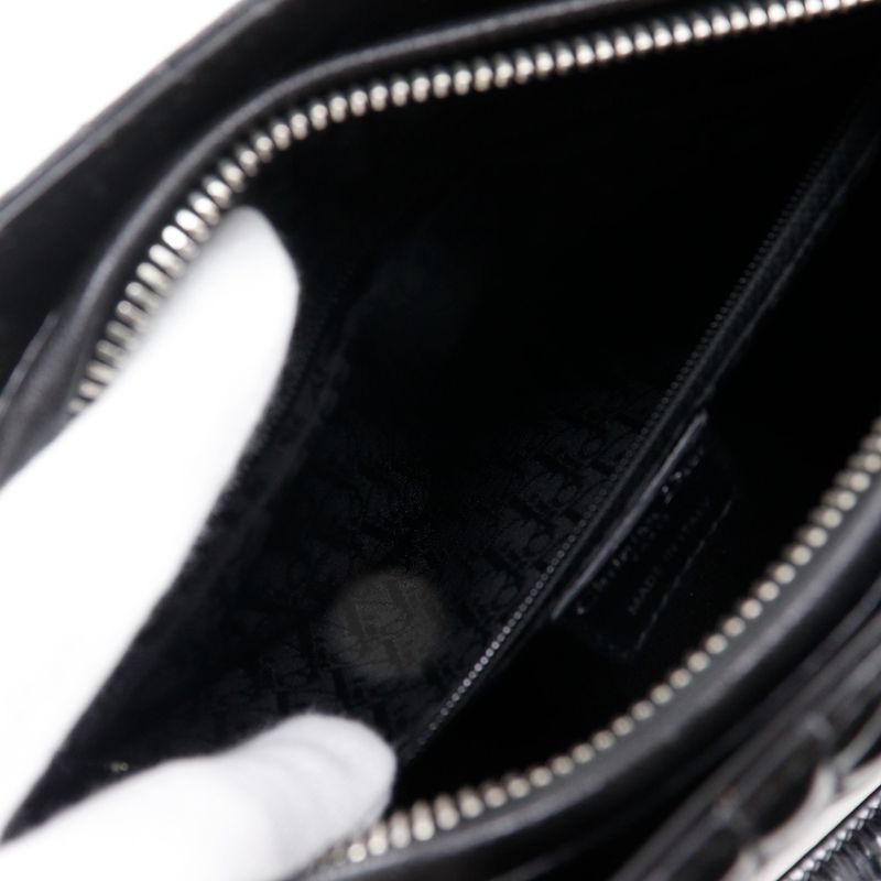 [dior] Christian Dior Lady Dior Medium Canage 2WAY Shoulder Enamel Black Ladies