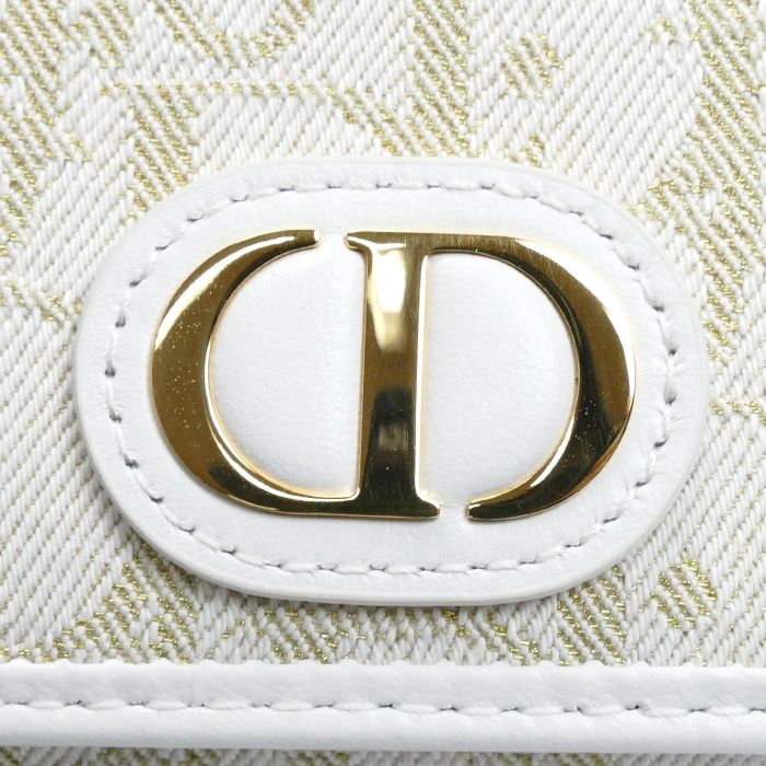 Christian DIOR Oblique 30 Montaigne Medium Wallet Coin Case White Gold S2300unrg
