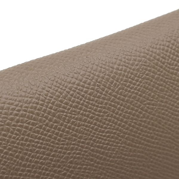 Hermes Card Case Calvi Vaux Epson Etoupe Silver Hardware Unused Glazed Stamped