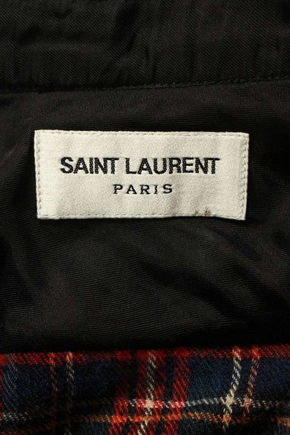 Saint Laurent Paris 636581 Y2b37 Logo Stitch Tartan Checked Long Sleeve Shirt