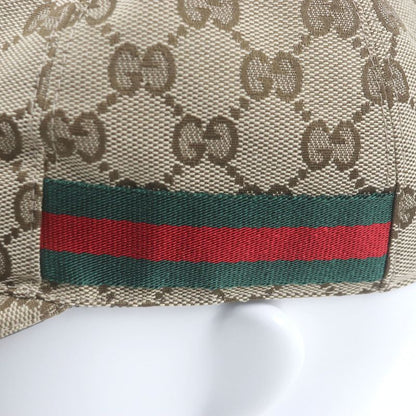 Gucci 200035 GG Canvas Webline Baseball Cap Hat Beige Xs/56cm (22.05in) Made In