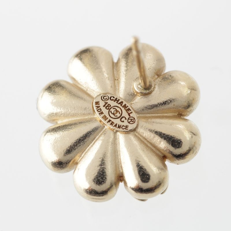 Chanel 18C GP Coco Mark Flower Motif Earrings Accessories Gold