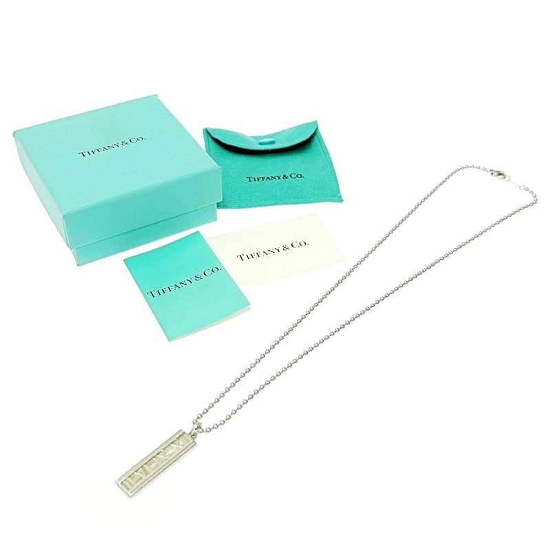 Tiffany & Co Silver Atlas Bar Ball Chain Necklace 15.2g 925 Engraved 434300