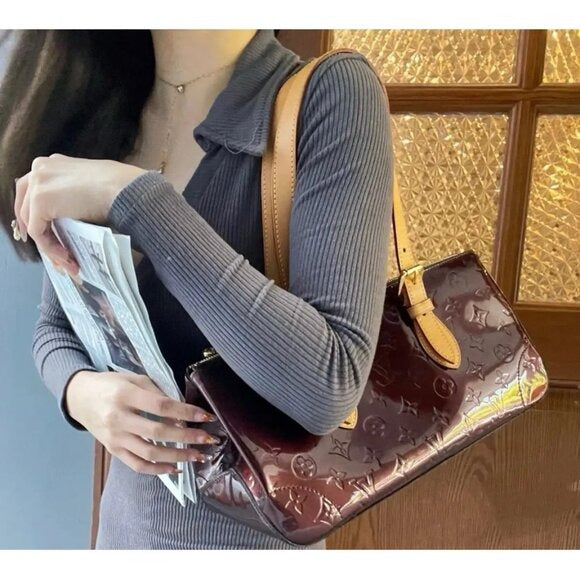 Authentic Louis Vuitton Vernis Rosewood Avenue Bag Monogram Tote Amarante