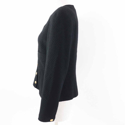 CHANEL Vintage Wool 100% Silk Lining No Collar With Coco Mark Gold Buttons