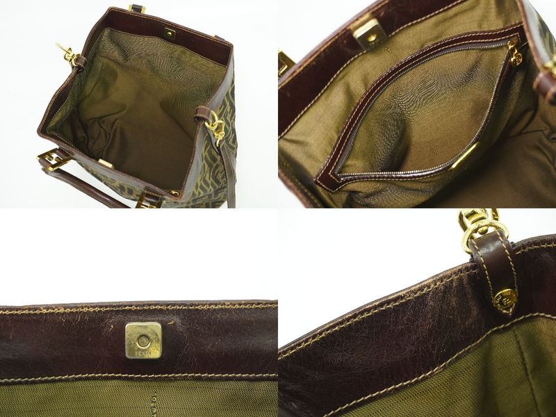 Authentic Fendi Zucca 2WAY Shoulder Bag Handbag Pochette Canvas Brown 15096