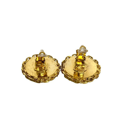 Chanel Vintage Coco Mark Chain Motif Earrings Accessory Women's