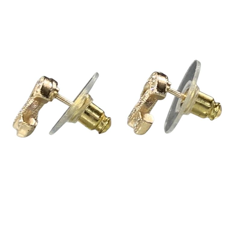 2941 Chanel Coco Mark Earrings Rhinestone Silver Metal Accessories F22V