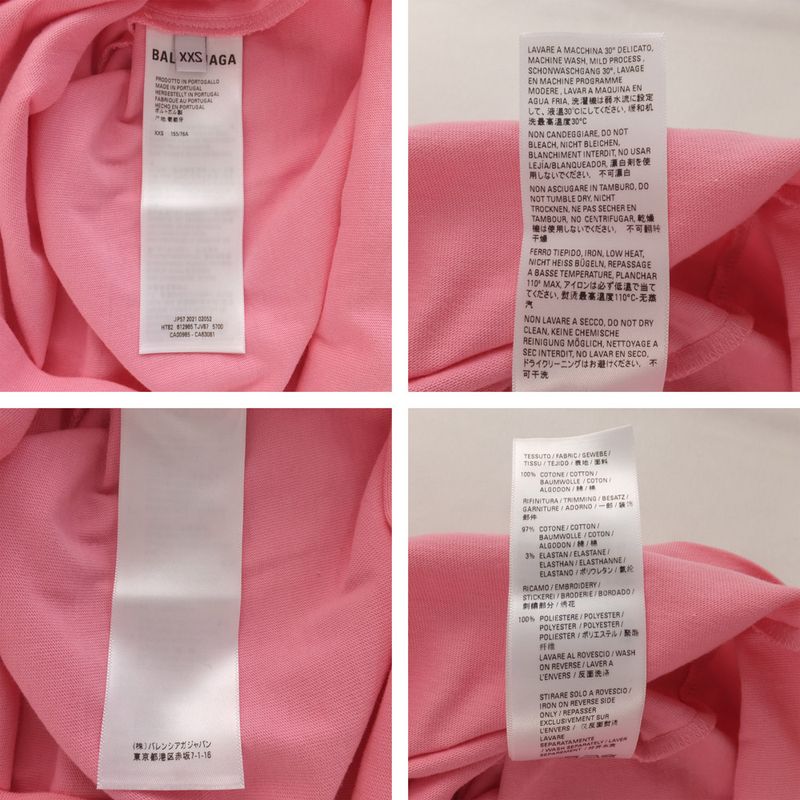 Balenciaga T-shirt Pink Short Sleeve Crew Neck Notation Size XXS