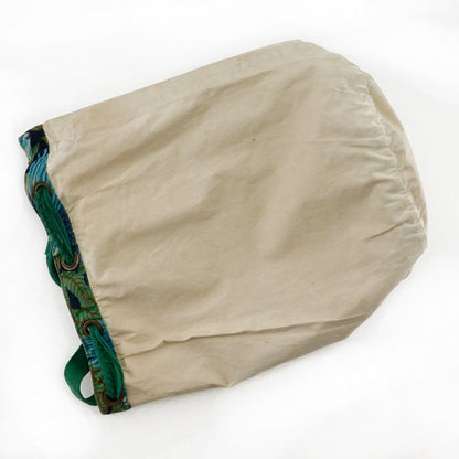 Hermes One Shoulder Botanical Pattern Bird Pattern Vintage Cotton Green Women