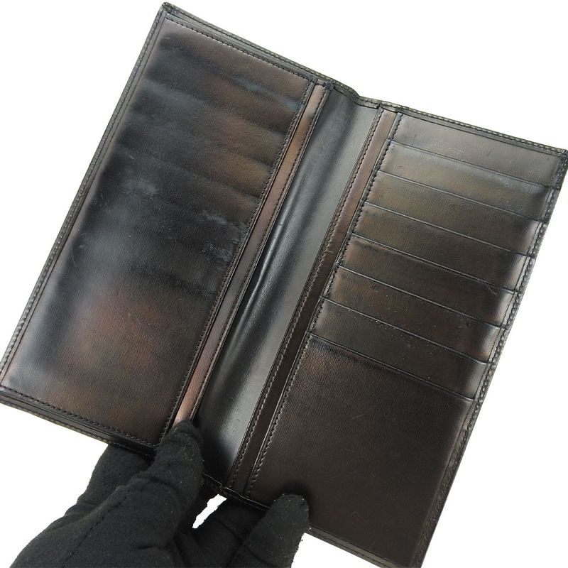 Cartier Bifold Long Wallet Leather Black Everyday Small Item Simple Elegant