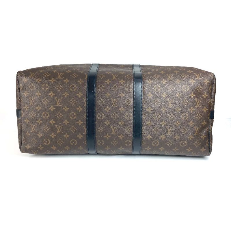 Louis Vuitton Boston Bag Keepall Bandoliere 55 M56714 Monogram Macassar Canvas