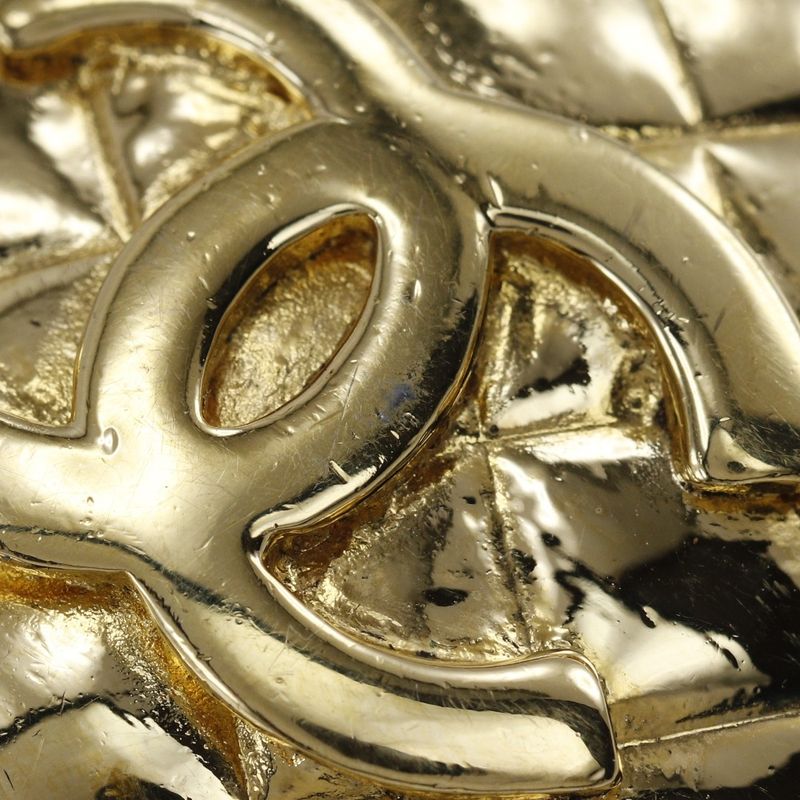 Chanel Coco Mark Matelasse Vintage Gold Plated 26 Ladies 39.8g Earrings