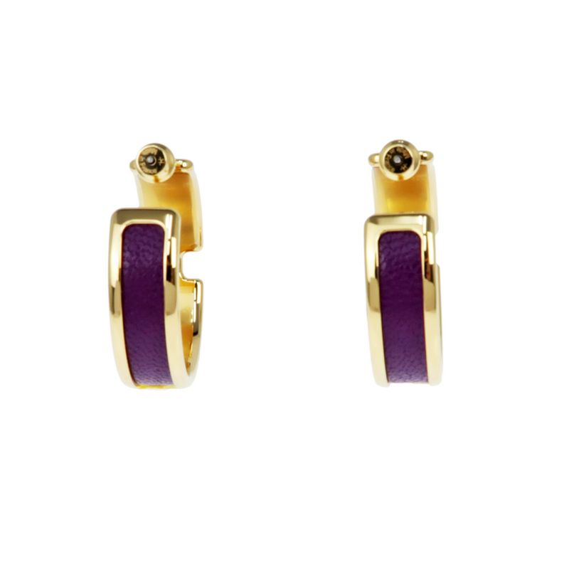 Hermes Earrings Olympe Anemone Gold Hardware Purple Pair Of Accessories