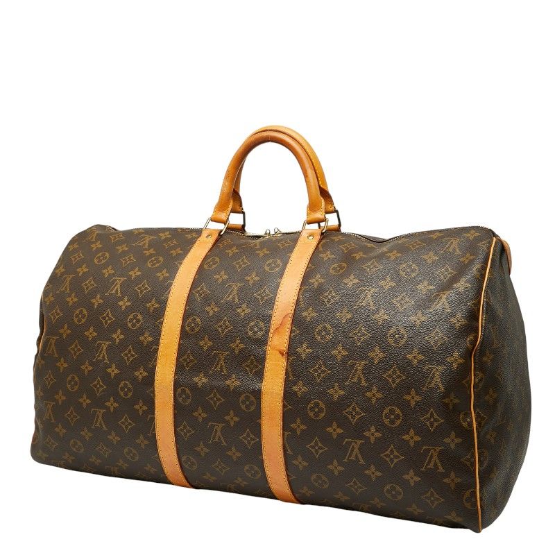 Louis Vuitton Monogram Keepall 55 Boston Bag Travel Bag M41424 Brown PVC